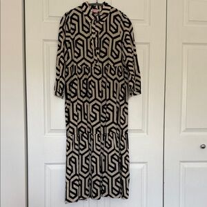 Geometric Black and Cream Maxi Dress